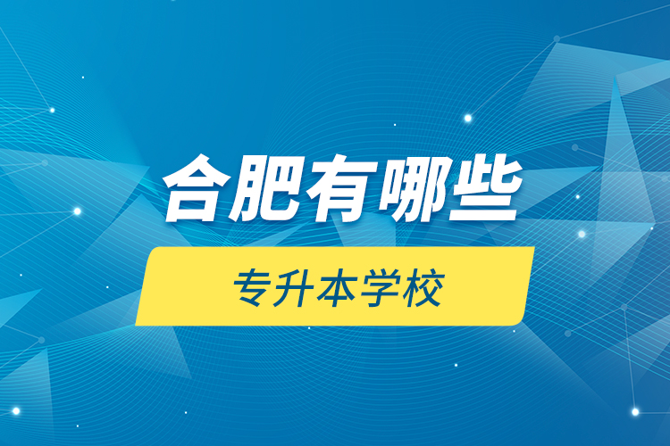 合肥有哪些專升本學校？